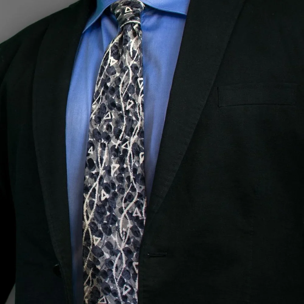 VINTAGE Silk Black Tie - Abstract Design | Karl Lagerfeld